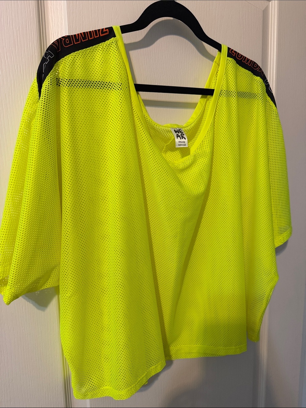 Zumba Fitness Neon Lime Mesh Cropped Oversized Top